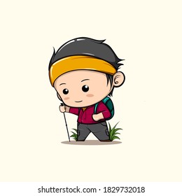 Cute cartoon kids in explorer outfit,vector design