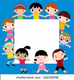 Cute cartoon kids frame
