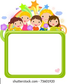 Cute cartoon kids frame