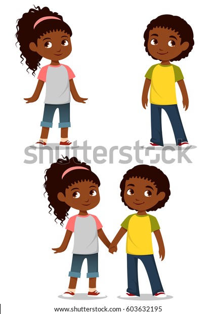 Cute Cartoon Kids Holding Hands Stock Vector (Royalty Free) 603632195