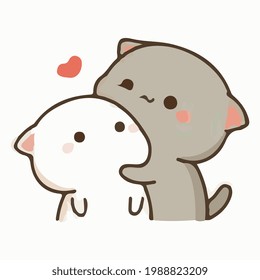 cute cartoon kids hug vector art