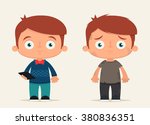 Cute Cartoon Kids (Rich and Poor). Vector Illustration