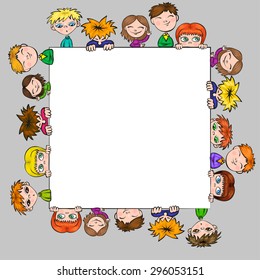 cute cartoon kids vector frame