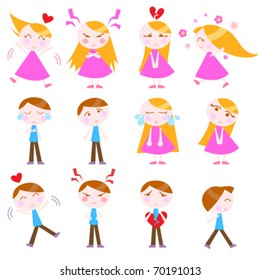 cute cartoon kids vector set