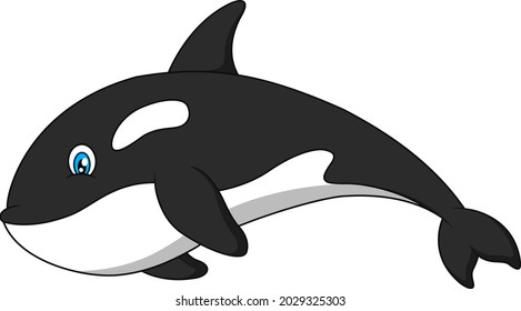 Cute cartoon killer whale jumping