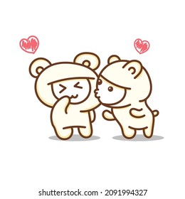 cute cartoon kissing cheek romantic