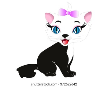 Cute cartoon kitten.