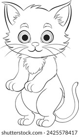 Cute cartoon kitten with big eyes and whiskers