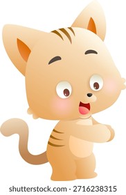 Cute cartoon kitten character with a friendly smile in a soft pastel illustration style. Adorable animal artwork suitable for children’s content, education, storybooks, nursery design, and playful visual concepts.