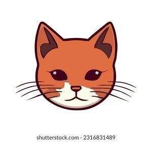 Cute cartoon kitten fur icon isolated