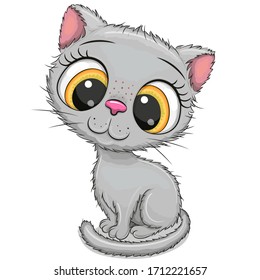 Cute Cartoon kitten isolated on a white background