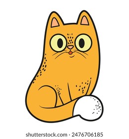 Cute cartoon kitten sit on floor color variation on a white background. Image produced without the use of any form of AI software at any stage.