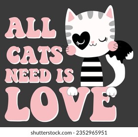 cute cartoon kitten with slogan	