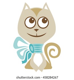 Cute cartoon kitten. Vector illustration.