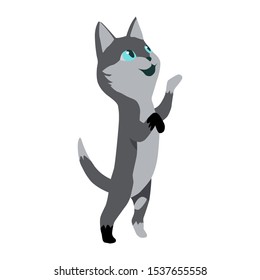 Cute cartoon kittie or cat with colored fur vector illustrations.