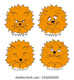 Cute cartoon kitties. Simple and minimal cat face icon set, vector illustration.