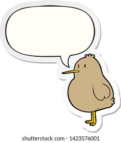 cute cartoon kiwi bird with speech bubble sticker