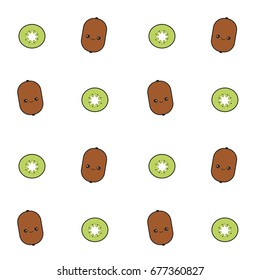 cute cartoon kiwi seamless vector pattern background illustration