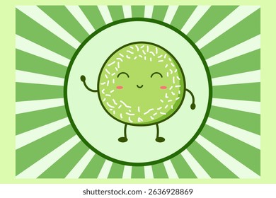 Cute cartoon klepon. Indonesia traditional dessert. Illustration vector design. EPS 10