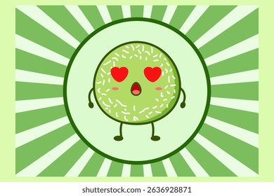 Cute cartoon klepon. Indonesia traditional dessert. Illustration vector design. EPS 10