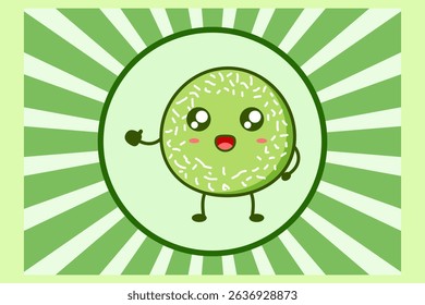 Cute cartoon klepon. Indonesia traditional dessert. Illustration vector design. EPS 10