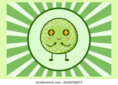 Cute cartoon klepon. Indonesia traditional dessert. Illustration vector design. EPS 10
