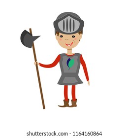 Cute Cartoon Knight. Vector Illustration