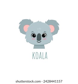 Cute cartoon koala bear face. Koala icon. Vector illustration 