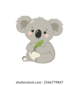 Cute cartoon koala bear isolated on white background 