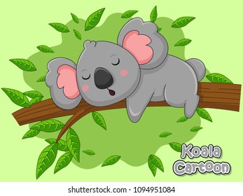 Cute Cartoon Koala Characters. Vector Illustration Cartoon Style.