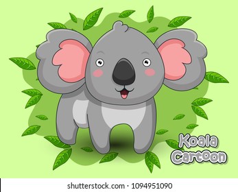 Cute Cartoon Koala Characters. Vector Illustration Cartoon Style.