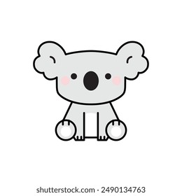 Cute cartoon koala. Childish vector illustration flat style. Sitting koala bear. For poster, greeting card, baby design.