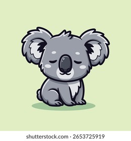 Bonito Kala Cartoon com Olhos Fechados - Ilustração de Urso Australiano Sonolento e Adorável para Designs de Crianças e Temas da Natureza. Ilustração de vetor