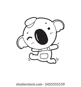 cute cartoon koala doodle comic illustration vector isolated on white background