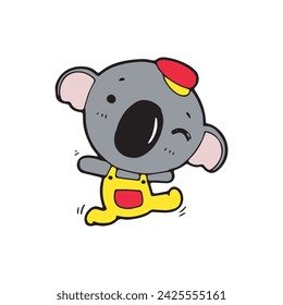 Vector de ilustración de cómic lindo koala doodle de dibujos animados aislado sobre fondo blanco