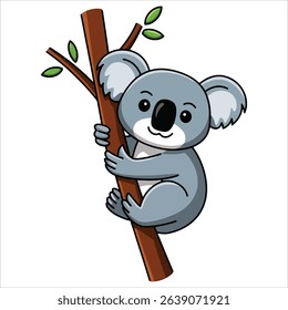 Cute cartoon koala illustration. Adorable Australian wildlife design vector.