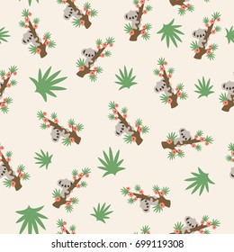 Cute cartoon koala on a tree pattern/wallpaper