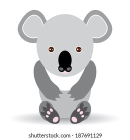 Cute cartoon koala on a white background. Vector