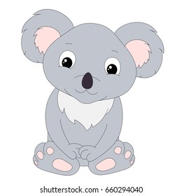 Cute cartoon koala. Picture isolated on white background