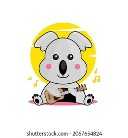 Cute cartoon koala playing guitar design vector
