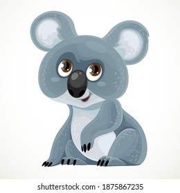 Cute cartoon koala sitting on a white background