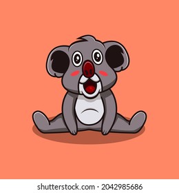 Cute cartoon koala squatting pose. Animal Mascot Design.