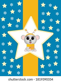Cute cartoon koala. Vector illustration.Perfect for greeting cards, party invitations, posters, stickers, pin, scrapbooking, icons.