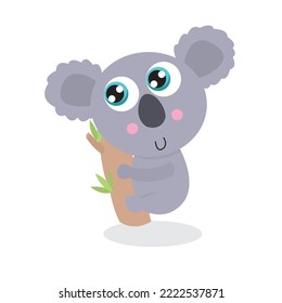 caricatura linda imagen vectorial koala en fondo blanco