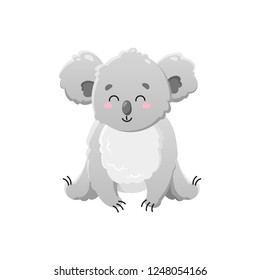 Cute cartoon koala. Vector isolated illustration on white background. Template for design, print.