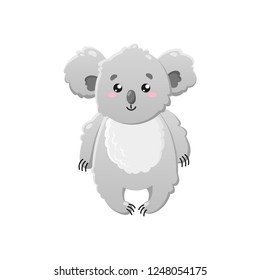 Cute cartoon koala. Vector isolated illustration on white background. Template for design, print.