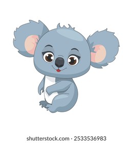 Bonito desenho animado Koala, animal selvagem coala bebê. Natureza selvagem pequeno vetor koala ilustração isolado no fundo branco.