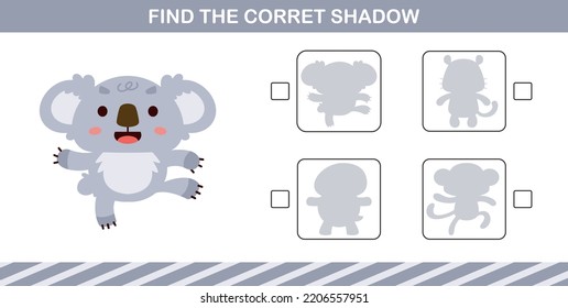 cute cartoon koala.education paper game for kindergarten and preschool.cut and glue game