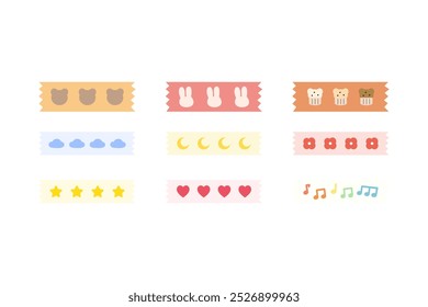 Cute cartoon label tapes collection. Planner, organizer, reminder concepts. Flat decorative vector design isolated illustration.