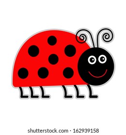 Cute cartoon lady bug. Isolated. Vector illustration.